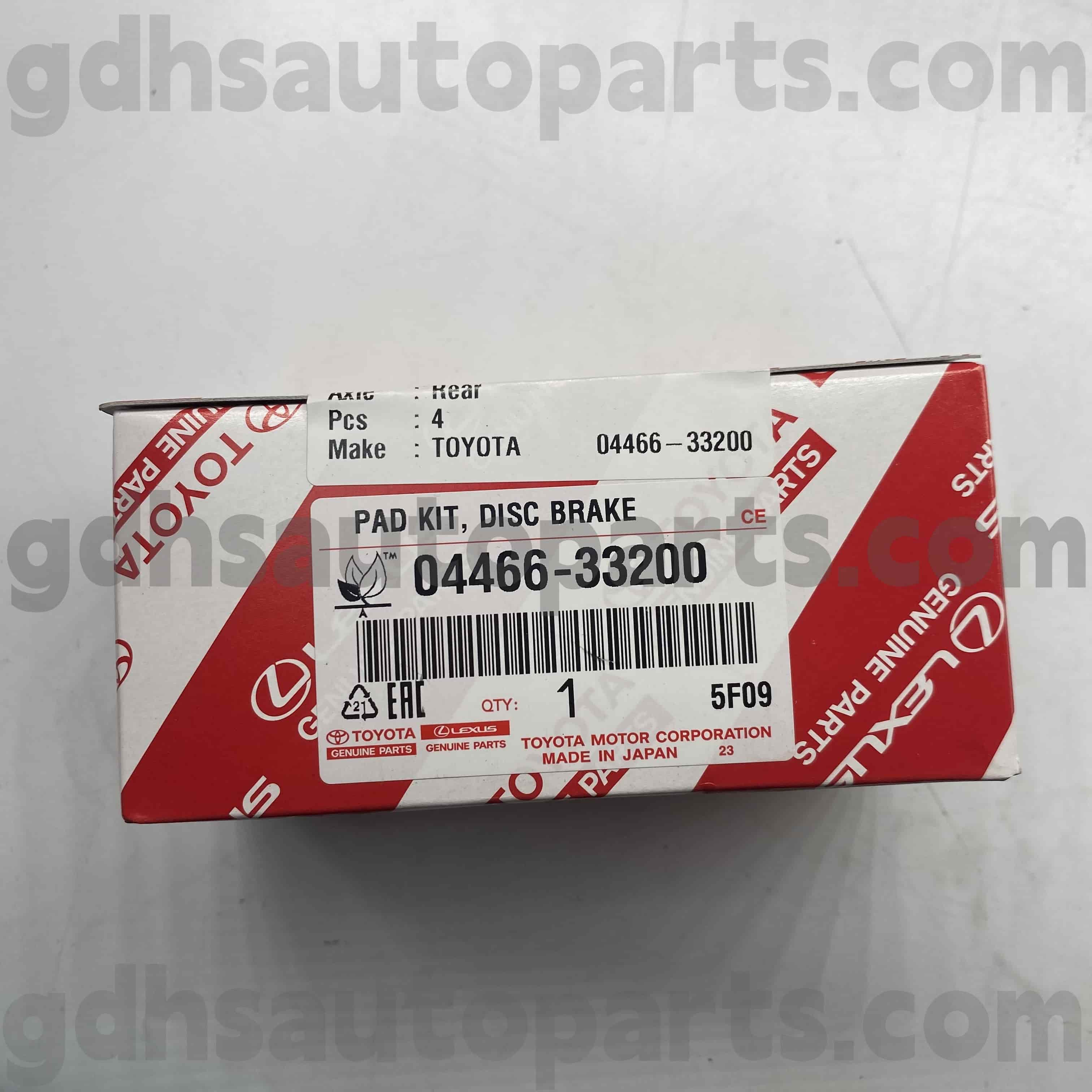 04466-33200 Toyota aitoja osia takajarrupalat Camry/Hybridille, Lexus ES350 (NAP) rungon no. ACV51 ASV50 AVV60 AS