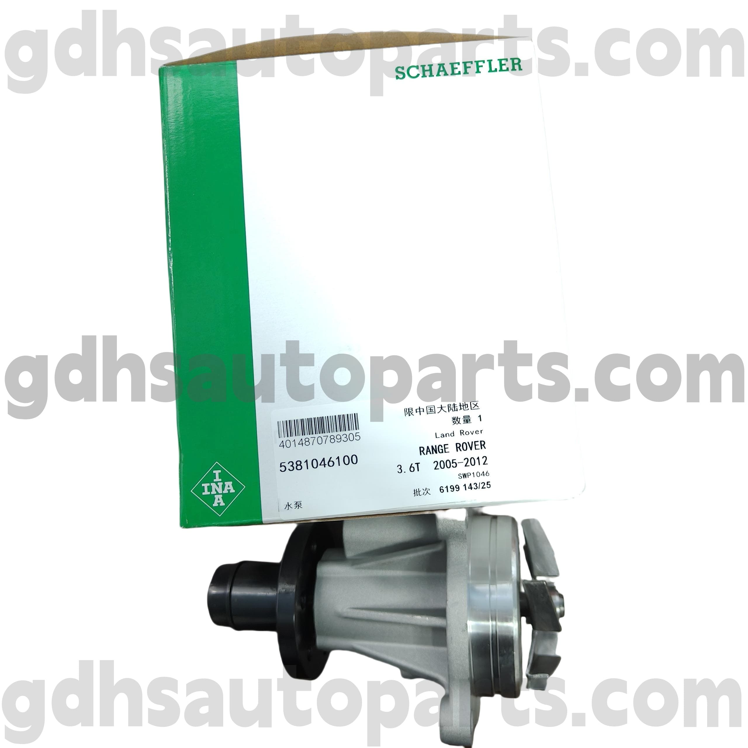 5381046100 Schaeffler INA -vesipumppu Range Roverille, Range Rover Sport OE NO. LR008863